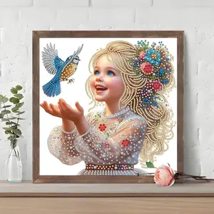 Special Shape Diamond Art Kits for Adults, Girls and Her Birds 5D Diamond Painting Kits for Beginner, Gem Art, Love Diamond Crystal Rhinestones Painting Kits, 11.8x11.8 inch