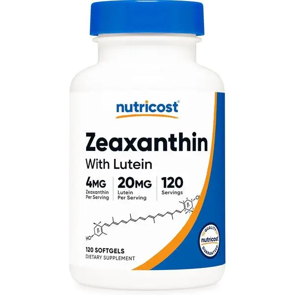 Nutricost Zeaxanthin with Lutein 20mg, 120 Softgels - Potent, Non-GMO, Gluten Free