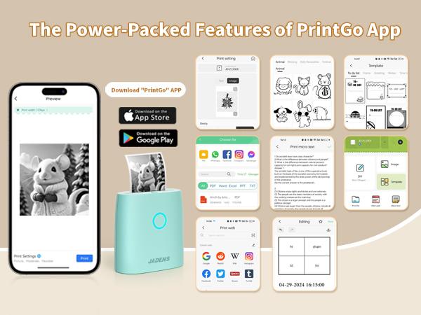 Jadens 2 inch Sticker Paper or Thermal Paper for JD21 Pocket Printer