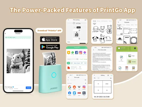 Jadens 2 Inch Decal Sticker - Direct Thermal Removable Labels, Devoid of BPA and BPS, Oil-Resistant, Premium Print Quality, Rugged Adhesion for JD21 Pocket Printer