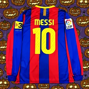 2010 2011Red Blue  Home #10Messi Long Sleeve Jersey