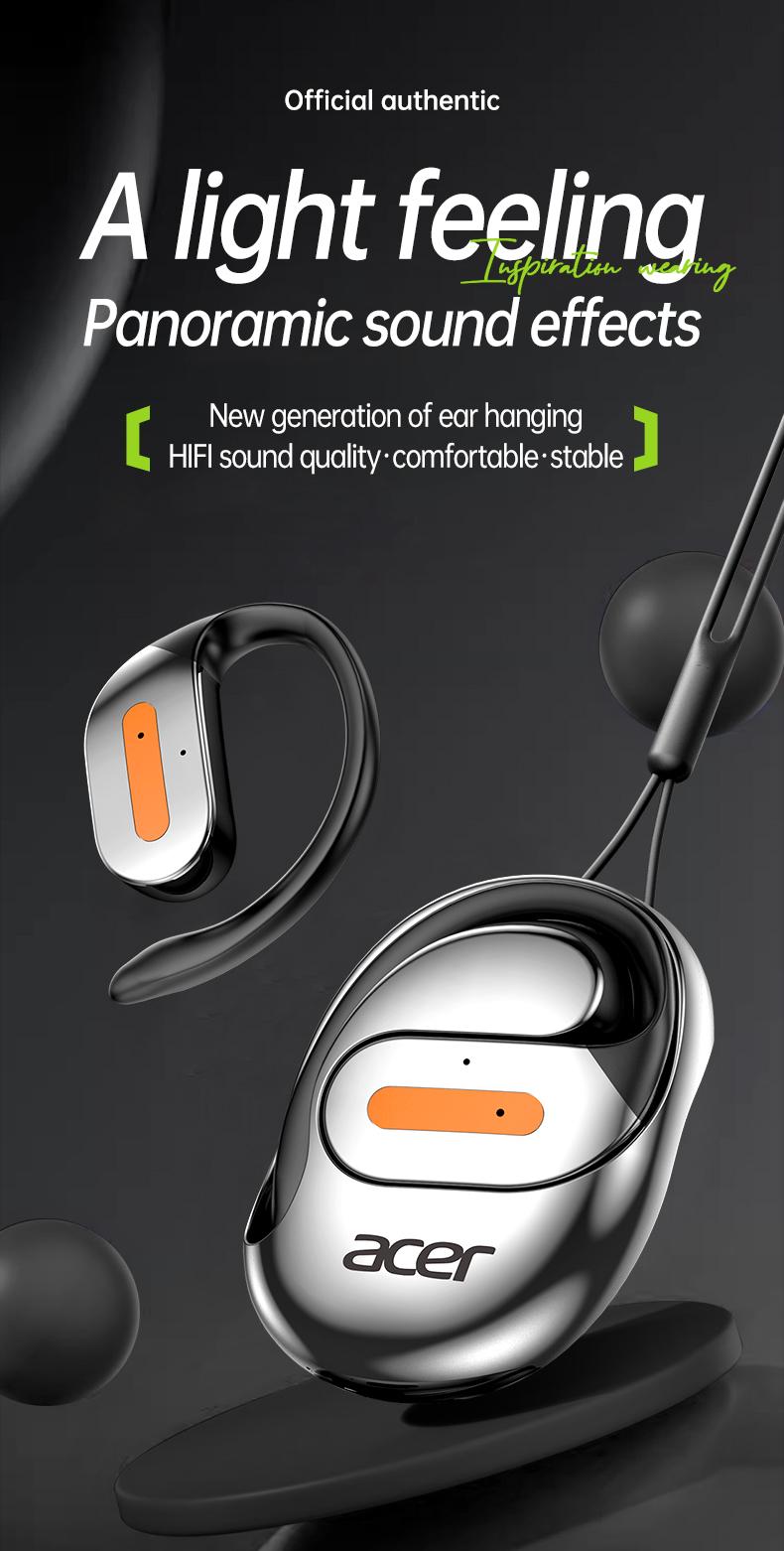 Acer OHR502 Bone Conduction Wireless Wireless Earbuds - New Model Over-Ear Design headset, Long Battery Life, Enhanced Audio Experience for Active Use gaming headset fast charge Electronic Headphone Pink