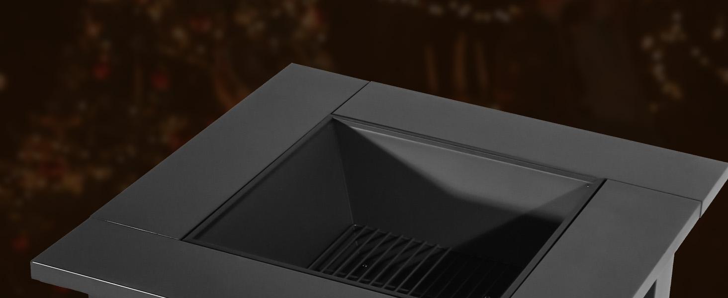 BALI OUTDOORS 3 IN 1 Square Fire Pit with BBQ Grill & Wood Burning & Temporary Cooler for Patio Outdoor Firepits Perfect Christmas Gift for Friends Family and Love One