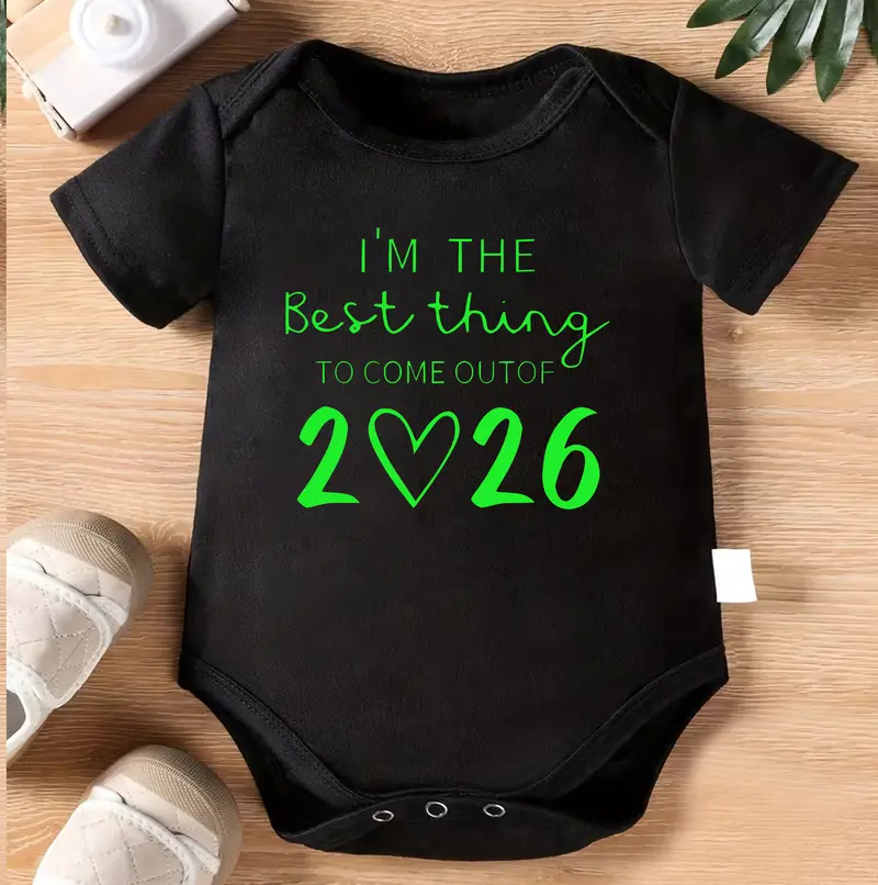 1pc Baby Crawling Suit - Light Blue Onesie with "I'm the Best Thing to Come Out of 2026" Print - Soft Cotton Outfit for Newborns & Toddlers 0-3 Years - Perfect New Year Gift - Machine Washable Infant Wear