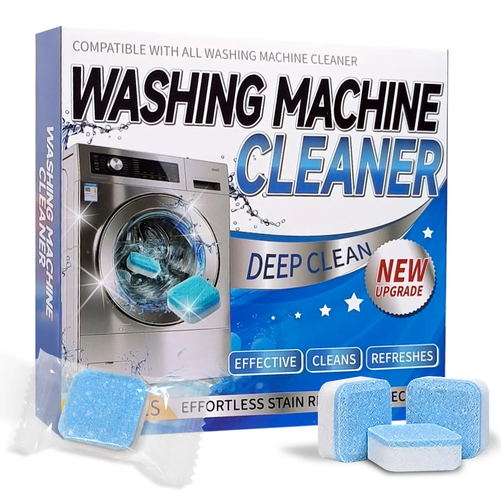 Enzyme Washing Machine Cleaner Tablets (24 Pack) – Protease Laundry Machine Cleaner Descaler for HE, Front Load & Top Load Washer, Deep Clean, Removes Odor, Fur, Residue & Buildup (2-Year Supply)