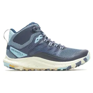 Merrell Womens Antora 3 Mid Waterproof Trail Running Sneakers Shoes - Blue