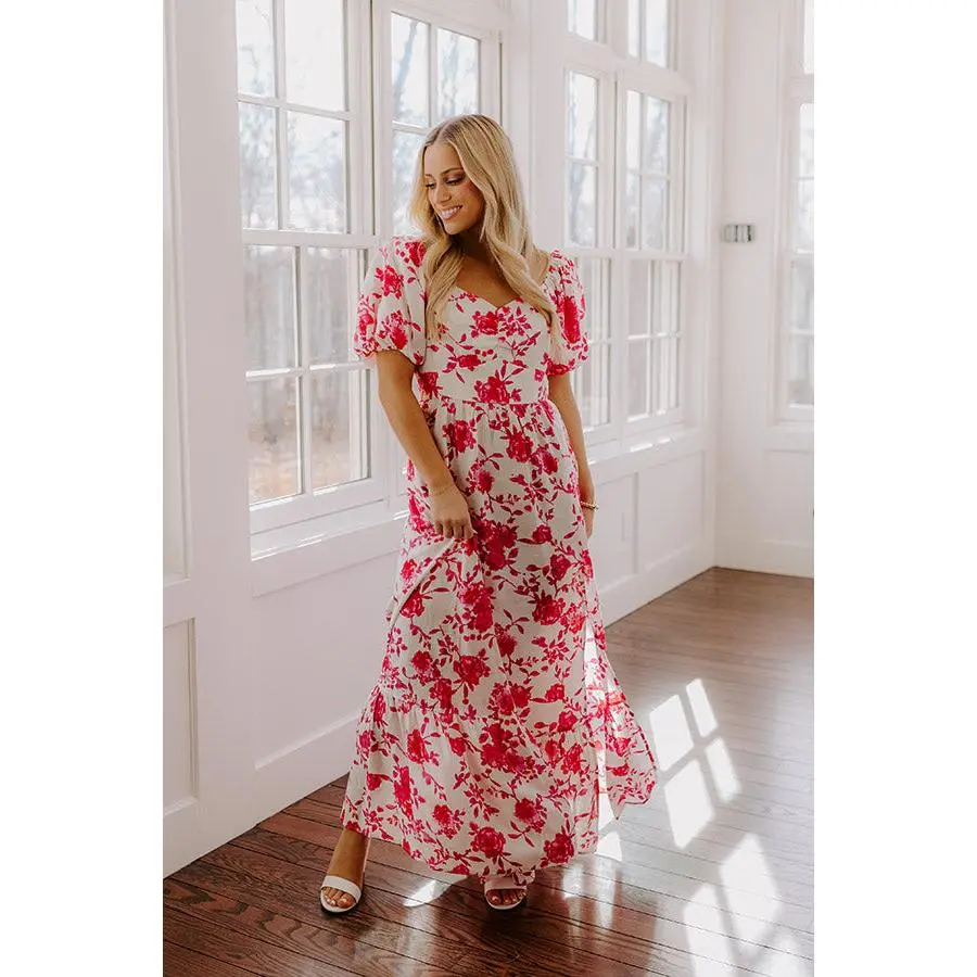 Sweet Surprise Floral Maxi Dress in Hot Pink