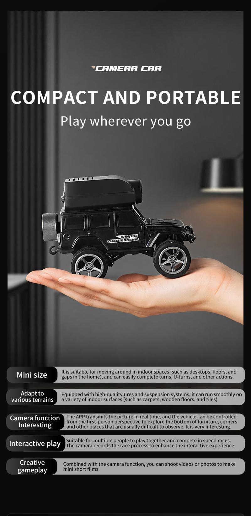 KF32 Alloy Mini Remote Control Car, 1:64 scale RC car/truck, 2.4G wireless design, equipped with a 720P FPV camera and WiFi APP control, USB charging, durable metal construction, suitable for indoor and outdoor play, a great gift for children and adults