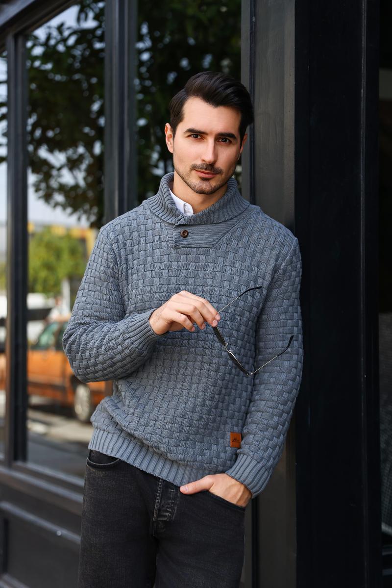 HYPESTFITMen’s Patchwork Knit Sweater – Long Sleeve, Stylish Fall Essential, Versatile & Multicolor