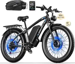 Peak 5000W Dual Motor Electric Bike Long Range Ebike for Adults 40-45MPH 100 Miles, Fat Tire Electric Bike 24Inch, 52V 32AH Commuter Electric Bicycles Ebike for Men Women, Hydraulic Disc Brake