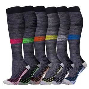6-Pack Athletic – Calf Support, Boost Energy for Running, Gym & Yoga Calf-Length Fashion men circulation-Compression Knee-High Socks