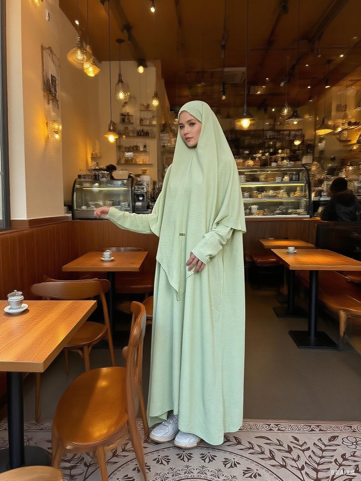 CL05-2 Abaya Hijab, Muslim dress, hijab, solid color, simple and casual, crepe Khimar suit【Fashionweek】