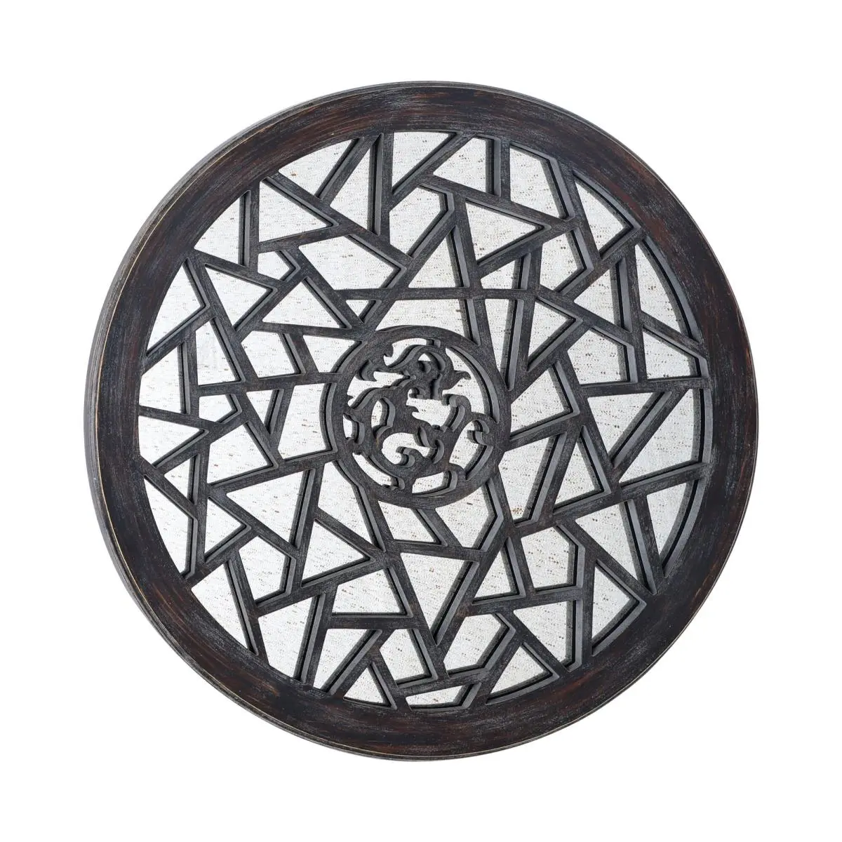 Utopia Alley 24 in Round Wall-Mount Bathroom Wall Mirror - Lightweight, Durable, Modern Rustic Bronze Wood, Distortion-Free Home Decorative Mirror for Dressing Table, Room Decor