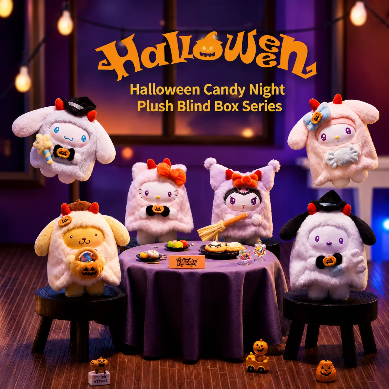 【Back to School】MINISO Candy Carnival Vinyl-Plush Blind Box, Halloween-Themed Collectible Figure, Soft Plush Outer, Exquisite Vinyl Face, Desktop Ornament, Sweet Surprise Gift for Fans