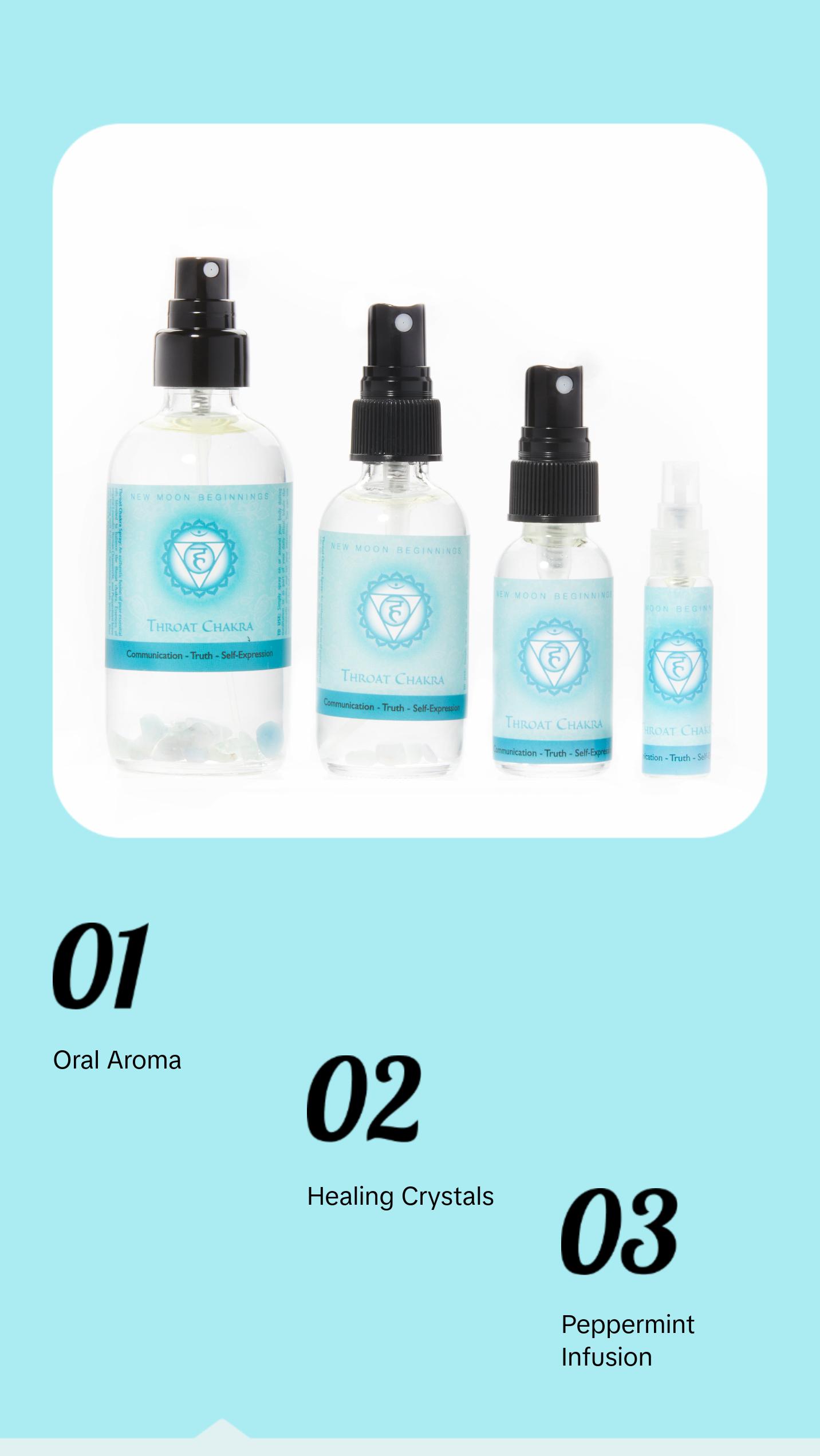 New Moon Beginnings Throat Chakra Spray - Peppermint Fragrance - Oral Aroma for Sensitive Individuals