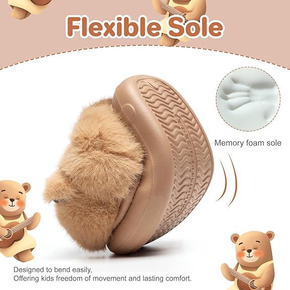 Drecage Toddler Kids Slippers Girls Boys House Shoes Winter Plush Warm Soft with Cute Cartoon Design Indoor Shoes for Boys and Girls