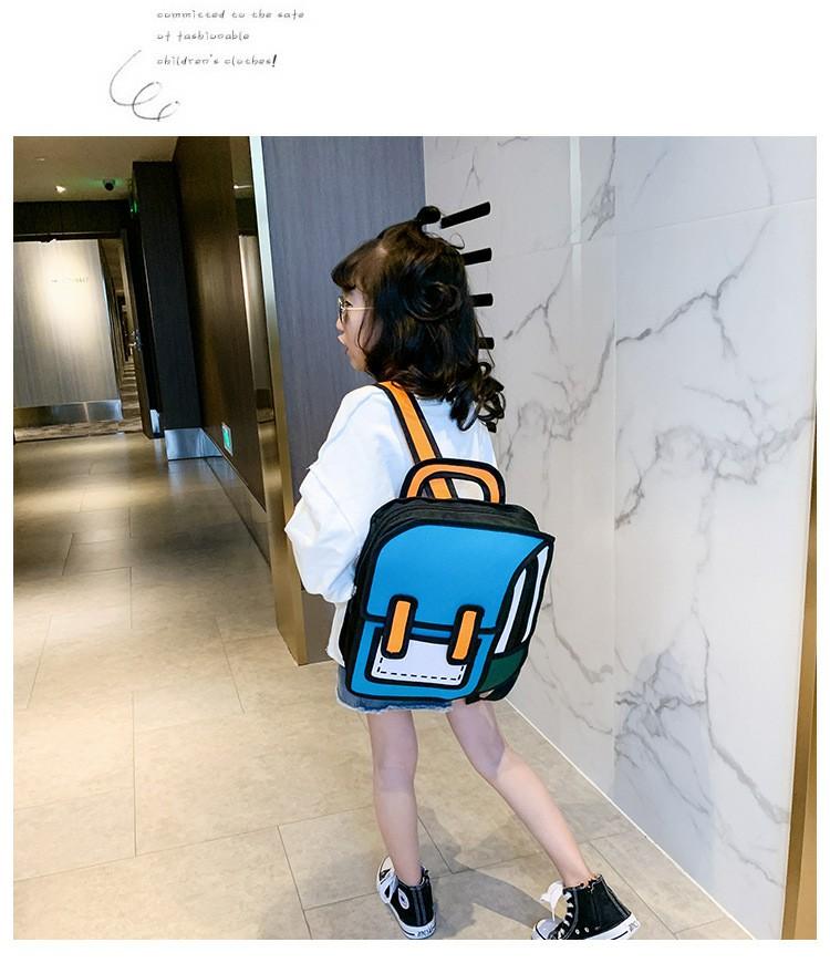 Creative Comic Backpack Adjustable Strap Book Storage Lightweight 2D Comic Student Bag Teenager Daypack