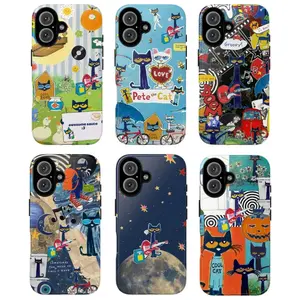 Pete The Cat Colorful Cartoon Design Tough Phone Case for iPhone 11, 12, 13, 14, 15, 16, 17 Pro Max Plus – Anti-Drop, Waterproof, Shockproof, Scratch-Resistant Full Protection with Glossy Finish.