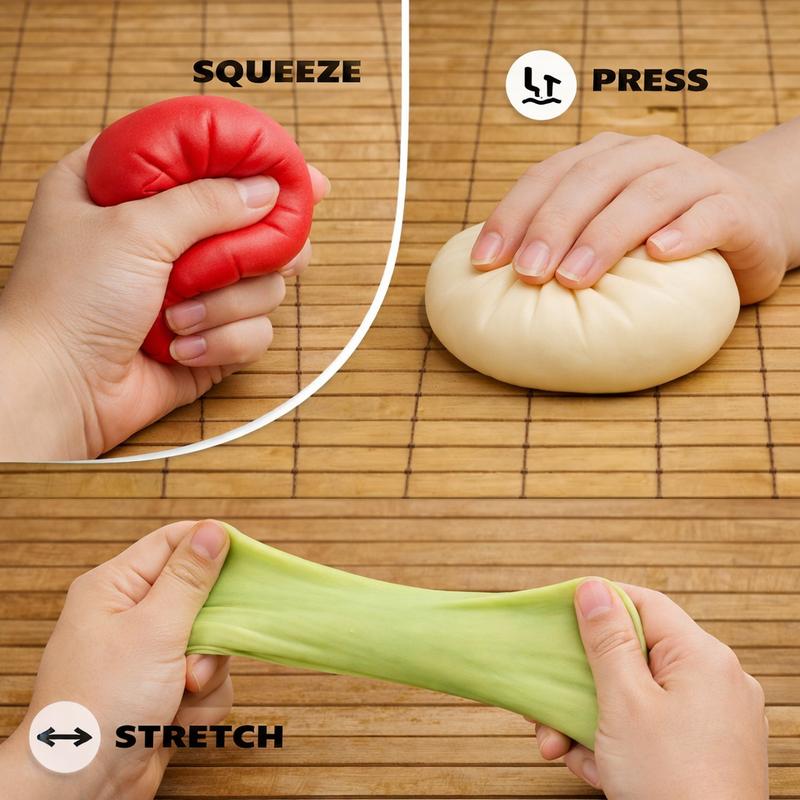 Dumpling Squishy – Mystery Bun Fidget Toy Soft TPR Material 3.35" x 2.17" Stress Relief Fun Unboxing Surprise Design Varies | Sweet Valentine & Easter Surprise
