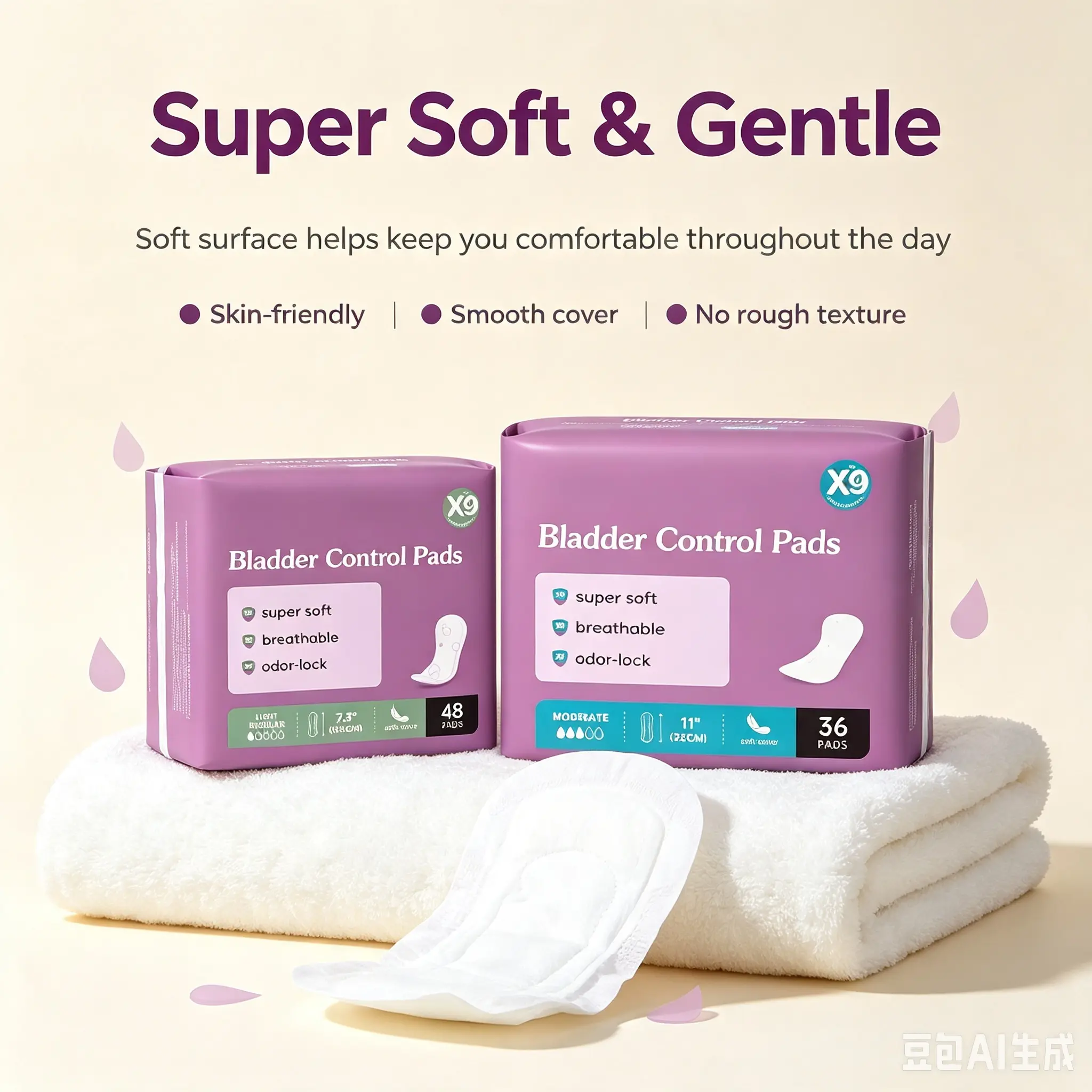 X9 Bladder Control Pads for Women, Soft Incontinence Pads, Light Regular & Moderate Absorbency, 2 Sizes Available