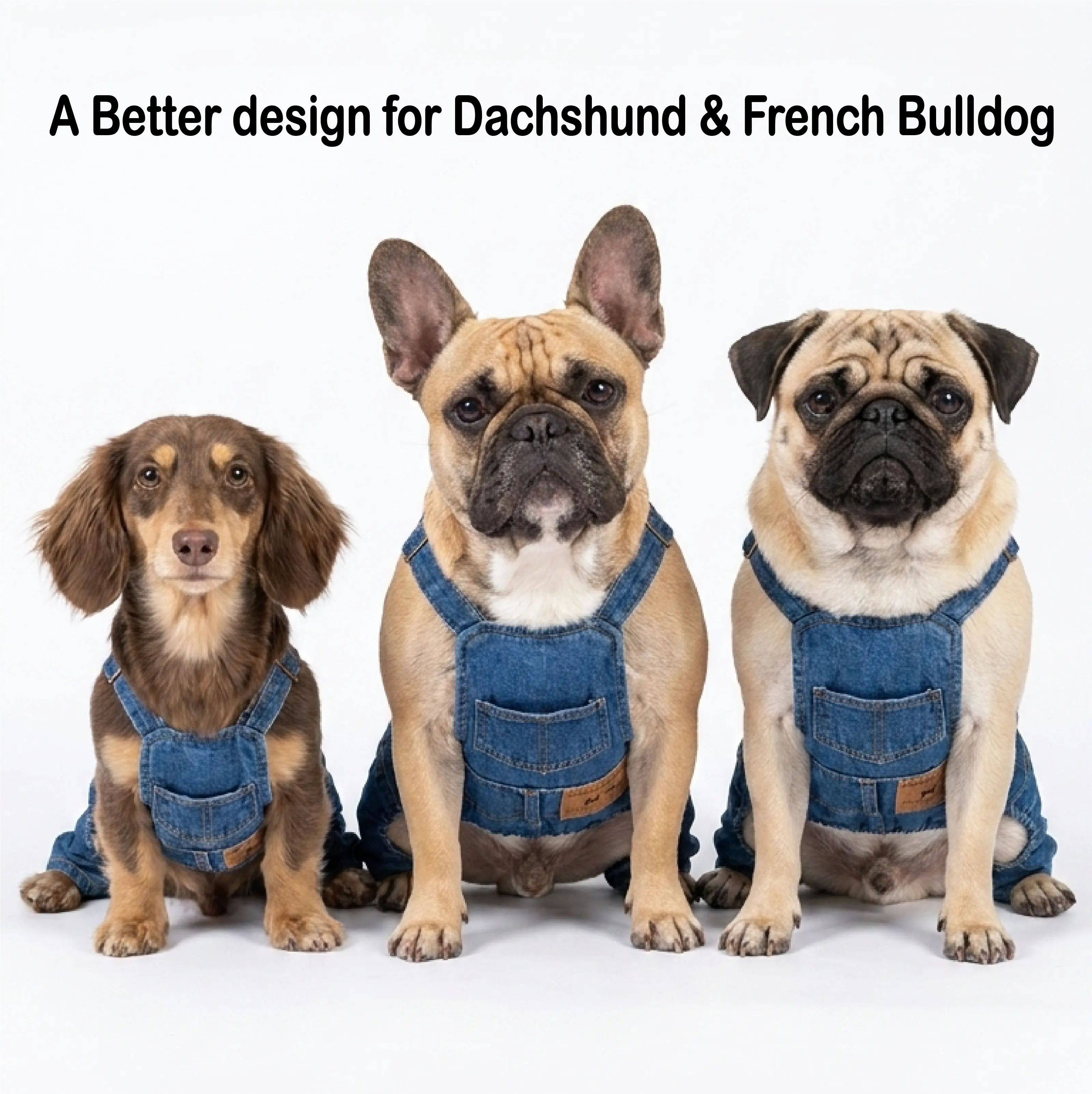 REPET Denim Dog Overalls for Dachshund & French Bulldog44lb dogs max! | Cute Workwear Outfit Breathable Summer Pet Jumpsuit with Pockets | Cute Workwear Style Dog Clothes Small Medium Dogs！Make sure you measure the size and order!
