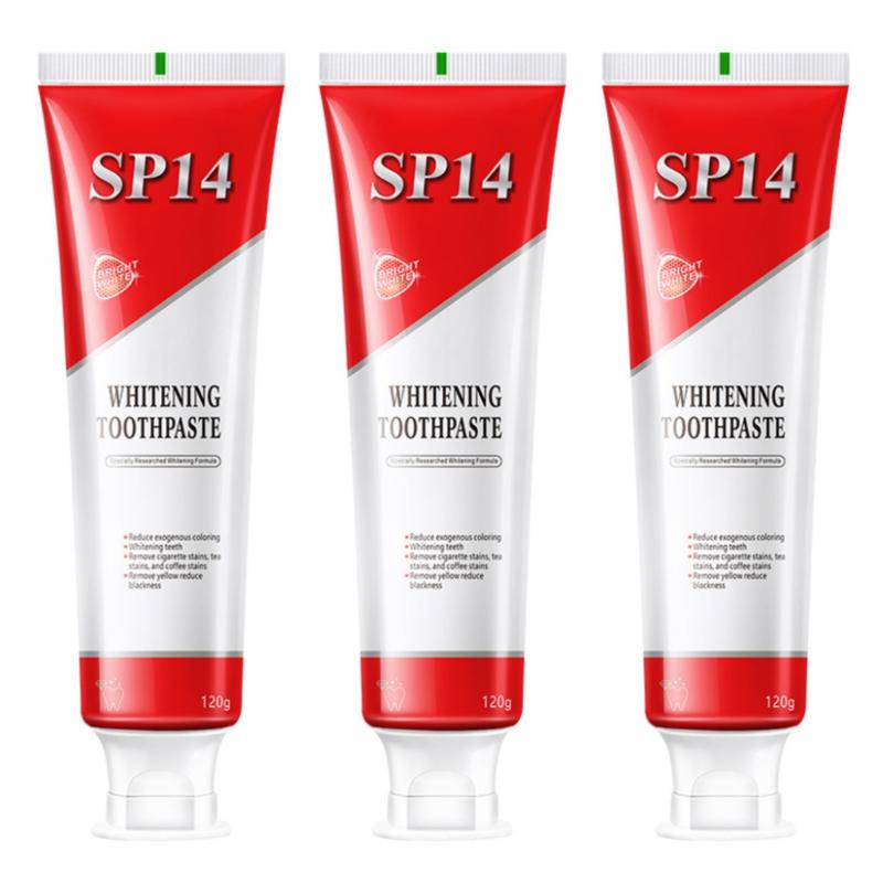 SP14 Upgraded Whitening Toothpaste 3-Pack with Niacinamide Tackles Tough Stains Promotes Oral Health 120g Each