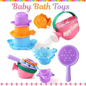 Baby Bath Toys for Toddlers 1-3, Mold Free Toddler Bath Toys Set, Bathtub Pool Beach Water Toys for Kids 1+ Year Old Boys Girls, Baby Bath Toy Gift Set 5 PCS (Random Color)