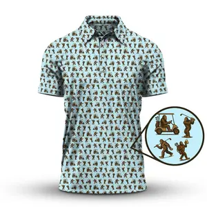 Crazy Golf Pattern Polo Shirt Cool Bigfoot Golf Fan Shirt