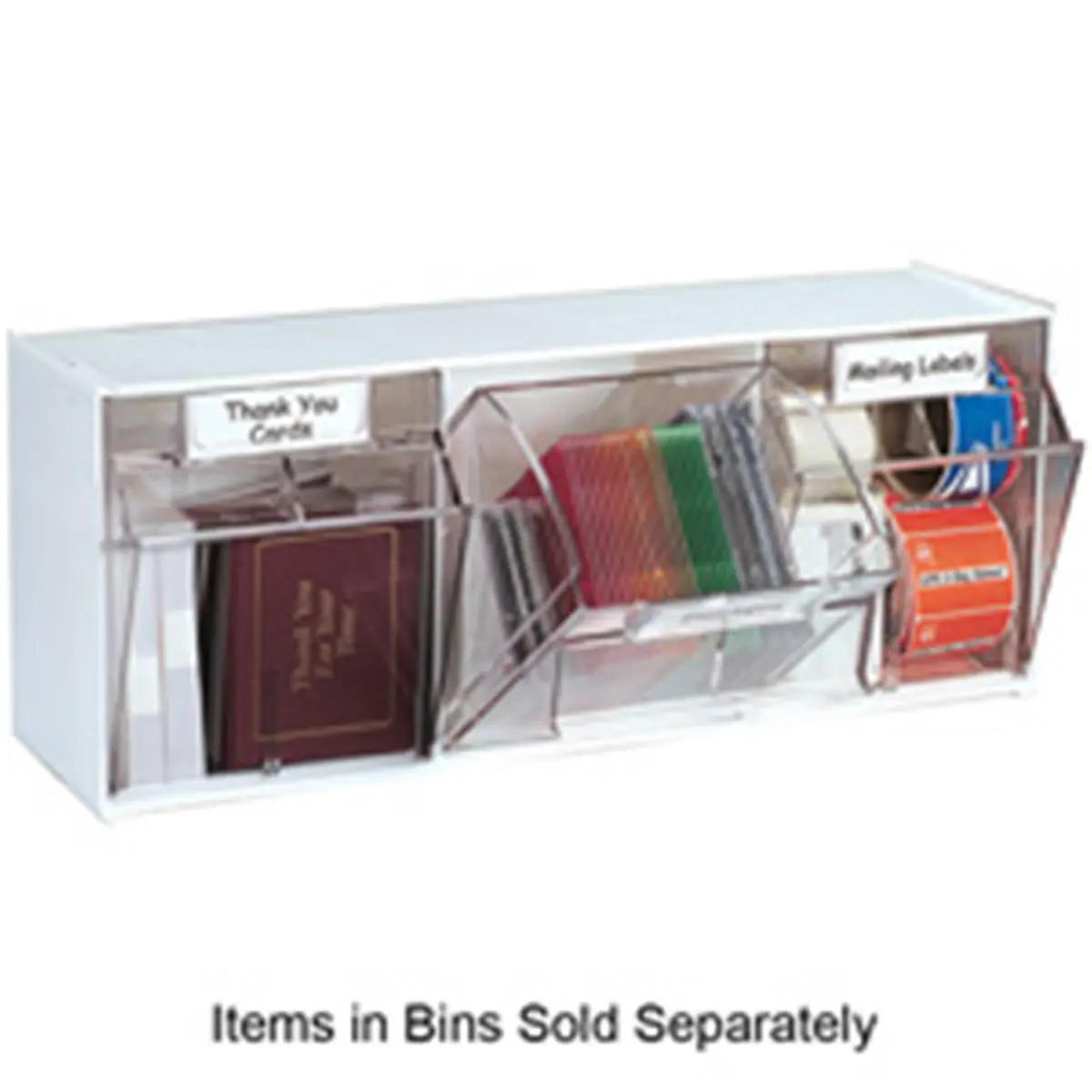 212 MAIN 6-Piece Interlocking Tilt-Out Refillable Bins Wall Mount Modular Unit with Mounting Hardware, Interchangeable Multifunctional White Office Stationery Storage, 23.63in x 3.63in x 4.50in Countertop Desk Organizer, Six Pieces