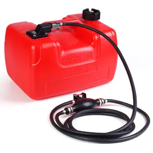 Heavy Duty 3 Gallon Marine Fuel Tank for Outboard Engines – Portable HDPE Fuel Container with 9.8ft Hose, Fuel Level Gauge, I-Shaped Handle, Primer Bulb Pump & Filter, Boating & Marine