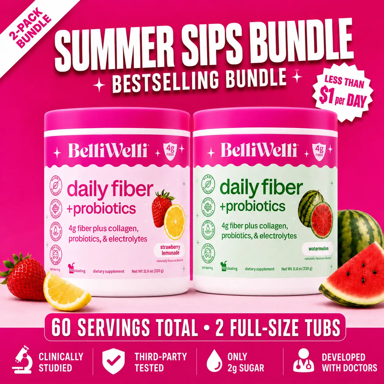 Special Bundle- BelliWelli Daily Fiber + Probiotics + Collagen Healthcare Fitness