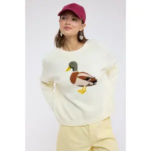 Mallard Duck Knit Sweater Cream