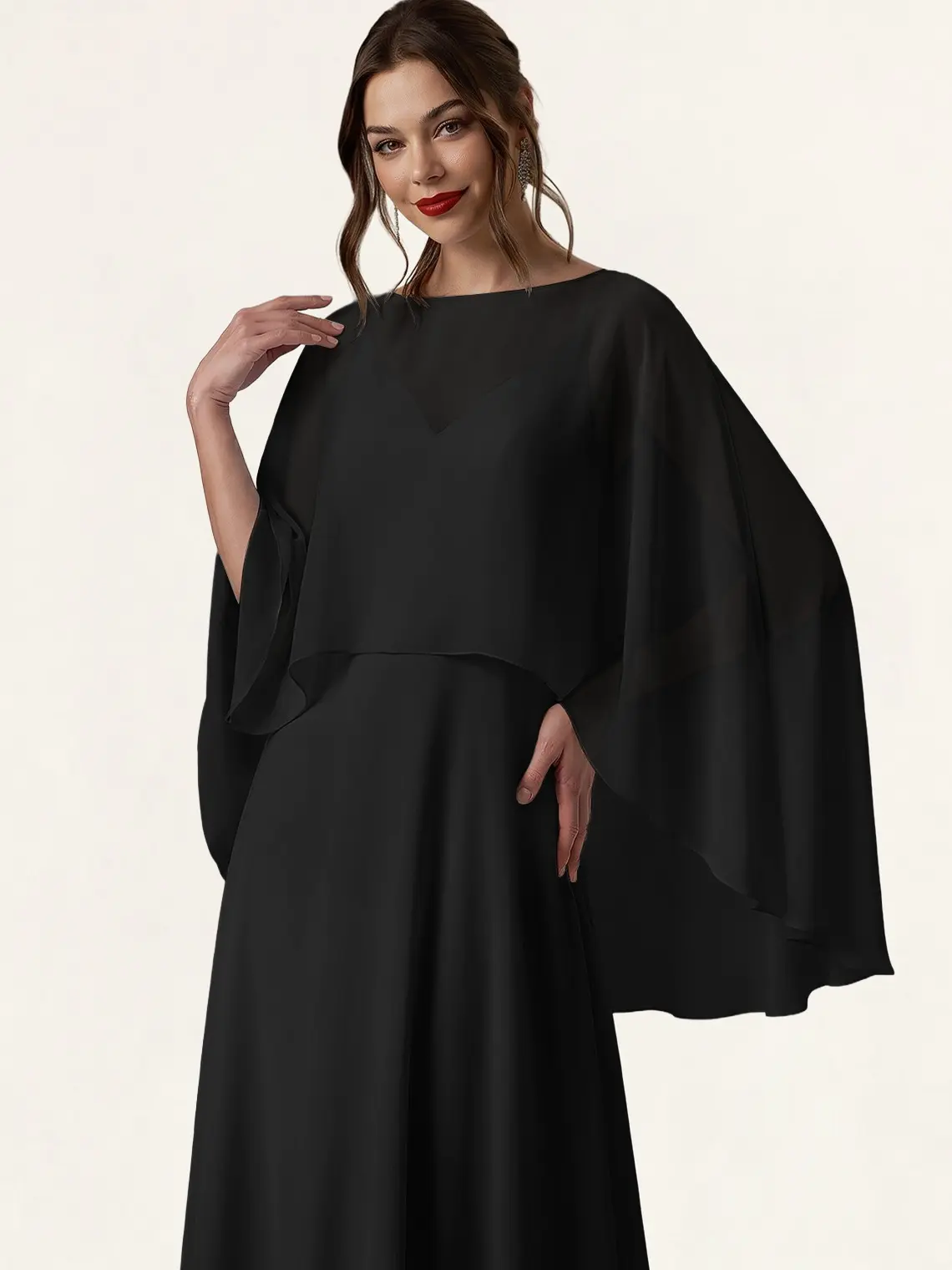 Azazie High Low Sheer Asymmetric Flowing Draped Wedding Bridesmaid Formal Chiffon Shawl