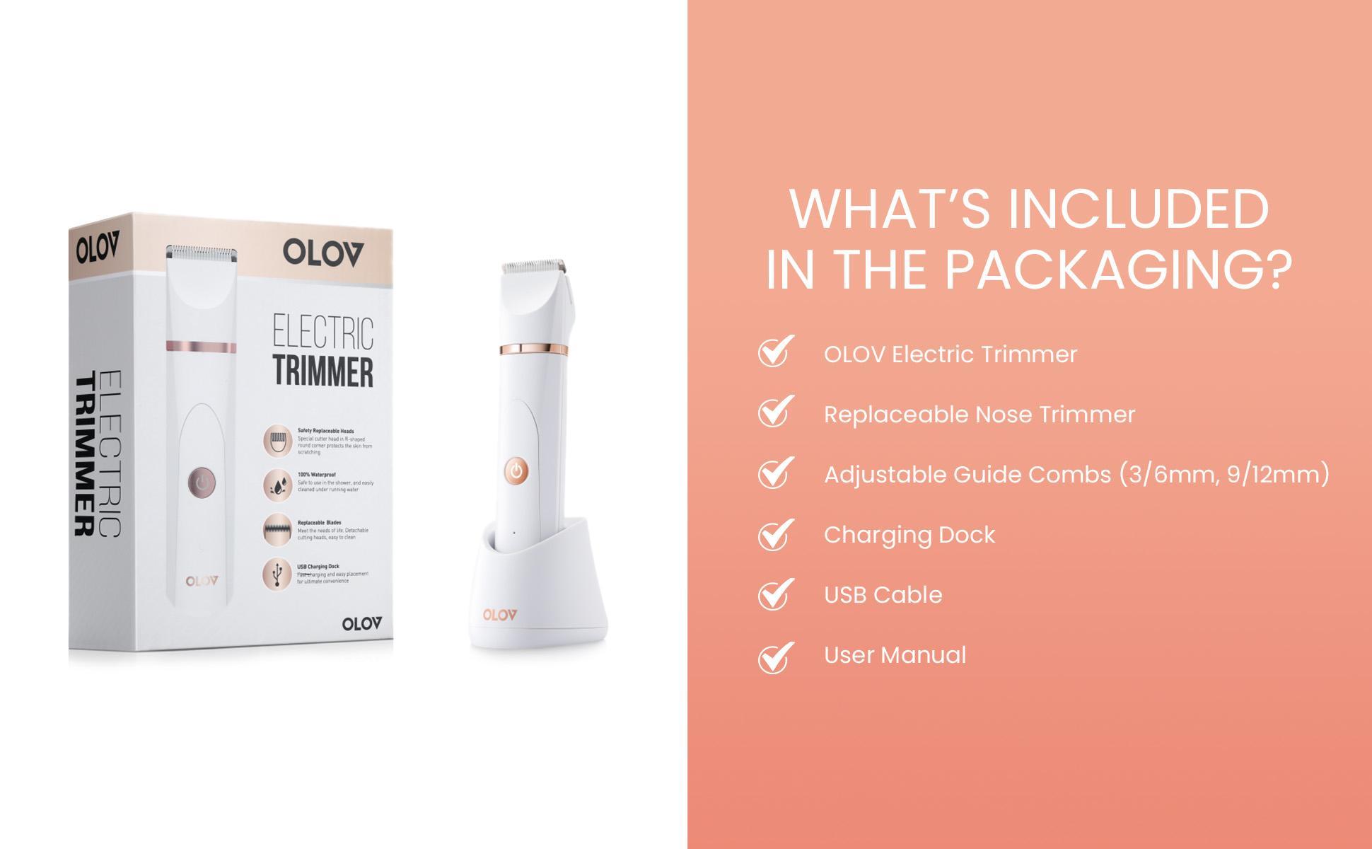 OLOV Electric Shaver for Women Best Electric Razor for Womens Bikini Legs Underarm Public Hairs Rechargeable Trimmer with Detachable Head Cordless Wet Dry Use Precise IPX7 Waterproof.