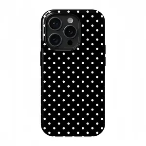 Black Polka Dot iPhone Case for iPhone 17 Pro Max 16Pro 15 14 13 12 11 Double Layer Protective Black and White Aesthetic Phone Case Cellphone Protector