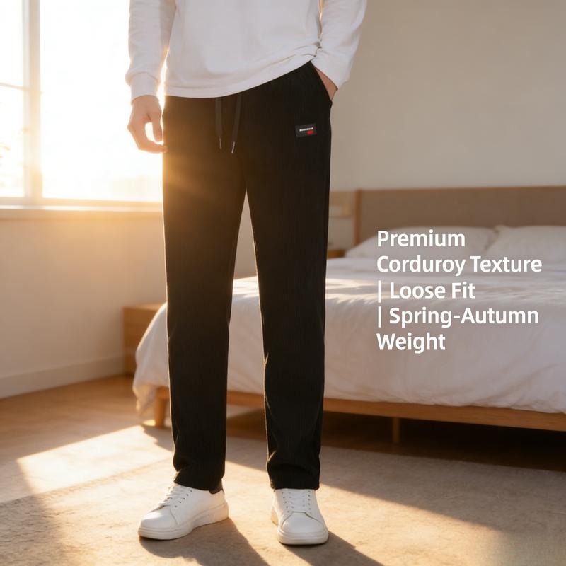 2PCS Striped Pants Thick-Waist Spring-Autumn Men's Casual Pants, Loose Pants, Straight-Leg Pants, Fashionable Men's Pants, Comfortable Fabric, Stripes