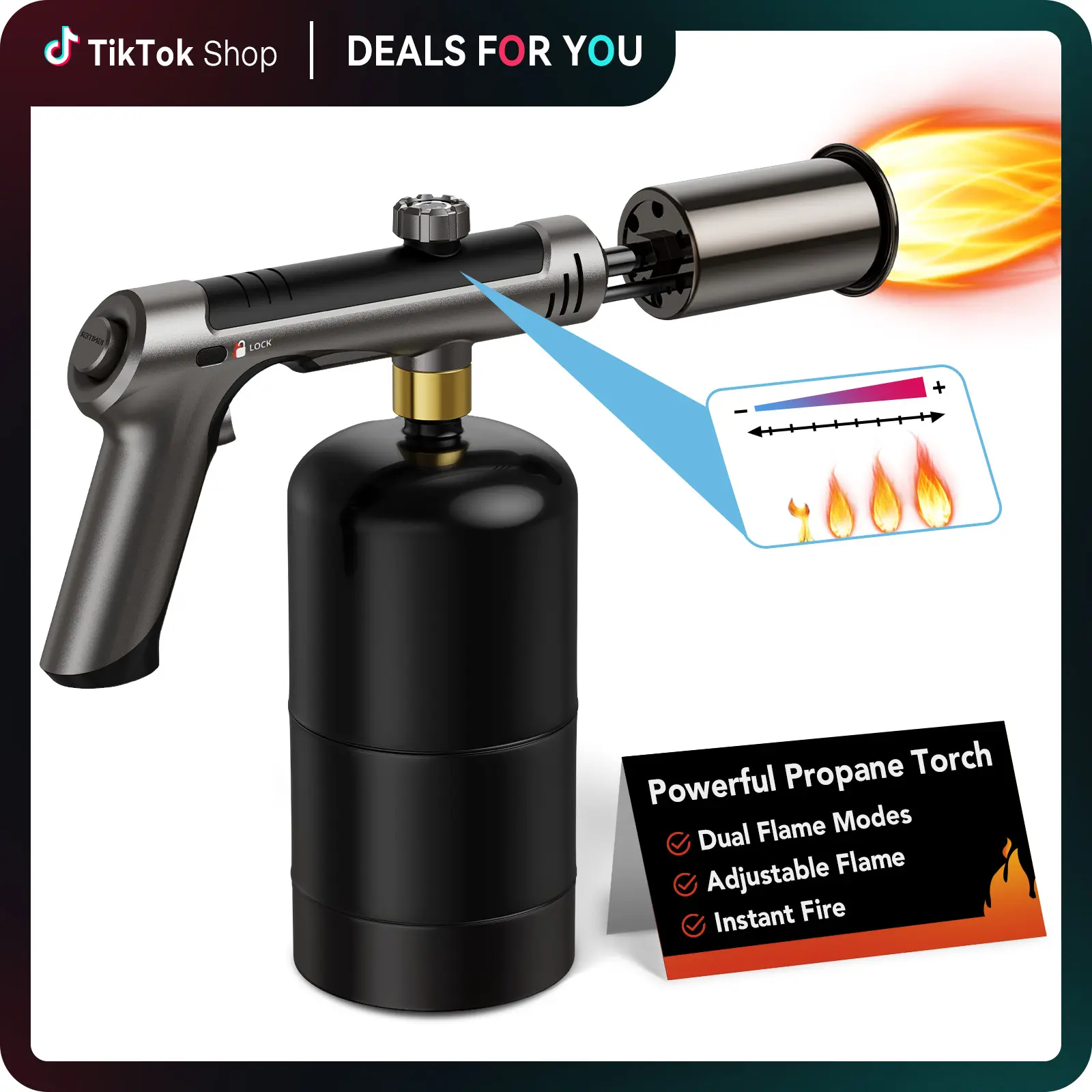 【HomeEssentials】Sondiko Professional ABS Propane Torch Head - 1-Touch Max Flame, Adjustable Flame Control, High-Heat for Home Chefs, Grill Masters, Outdoor Cooking (Propane Tank Not Included, Safe, Reliable), Corrosion Resistant