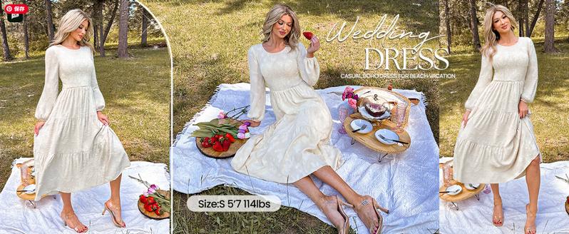 ZESICA Women's Fall Boho Floral Midi Dress 2025 Casual Long Sleeve Crewneck Flowy Wedding Guest Long Dresses