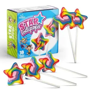 Rainbow Star Lollipops Swirl 18 PCS - Star Shaped Lollipop - Bulk Lolipop Candy Suckers Treats - Swirly Candies for Birthdays Party Favors and Goodie Bags - Easter Basket Stuffers For Kids