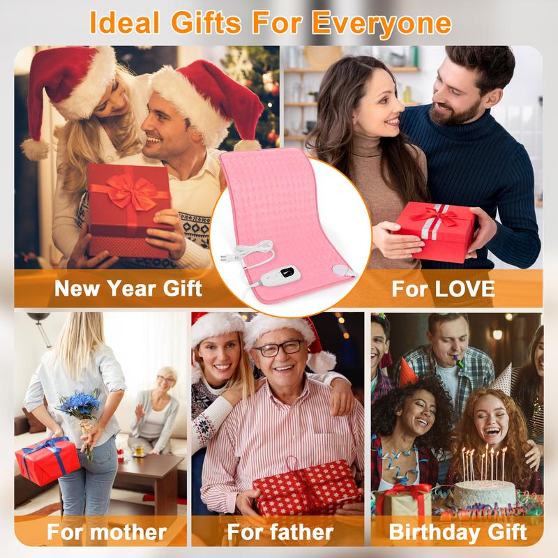 Heating pad, 24x12in targeted precise application, 6-speed temperature adjustment, 4 timing options, fast heating, automatic shutdown, portable - machine washable, suitable for neck heating, back, legs, abdomen, knees, ideal holiday gift, Christmas gift