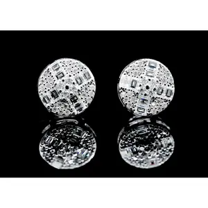 Moissanite Round & Baguette Stud Earrings 9.5MM – VVS D Color