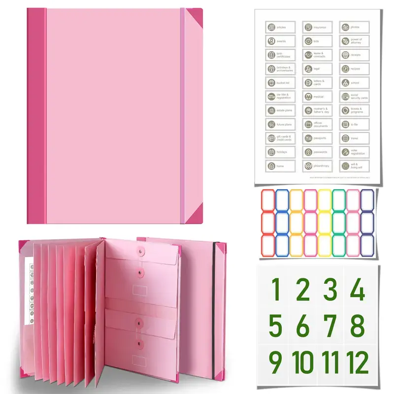 The Folio Document Organizer | Life Binder for Important Documents,Accordion File Organize,compartments,tags,For Family financial records,estate planning,medical records & Important Papers,for family members-Thin