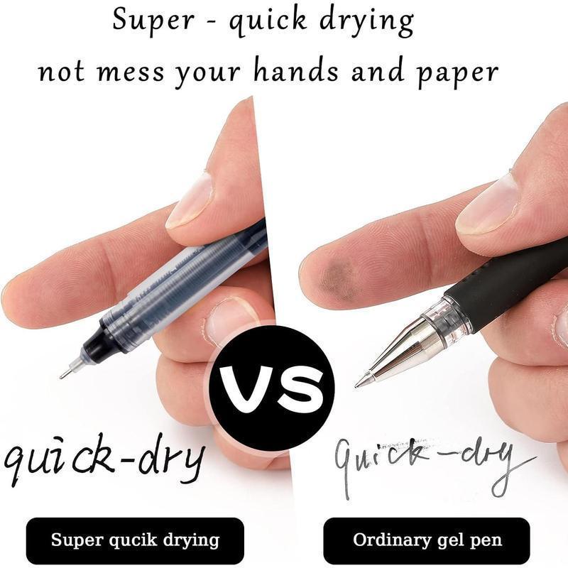 0.5mm Black Ink Gel Pen, Quick Dry Gel Pen, 12pcs Straight Liquid Neutral Pen Markers, Students Writing Stationery for School Office, Exam Supplies Stationery, School Supplies