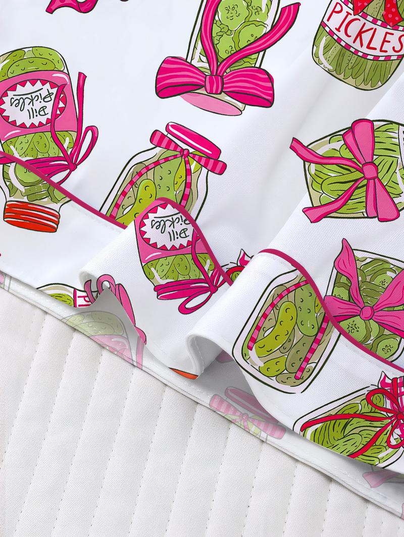 Elegant women's sleepwear set with knitted fabric short sleeved button top and shorts, pickled cucumber print home clothes, casual one-piece cartoon pattern sleepwear combination, lemon design essential short sleeved fashionable women's pocket style Elegant women's sleepwear set with knitted fabric short sleeved button top and shorts, pickled cucumber print home clothes, casual one-piece cartoon pattern sleepwear combination, lemon design essential short sleeved fashionable women's pocket style