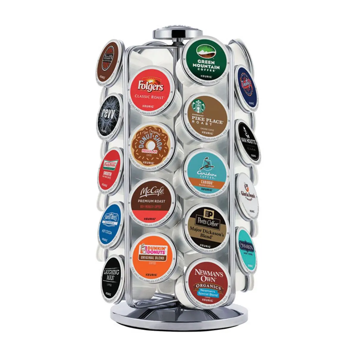Keurig Metallic Plastic Coffee Pod Carousel - Kitchen Home Coffee Capsule Organizer Holder, Cup Pod Carousel