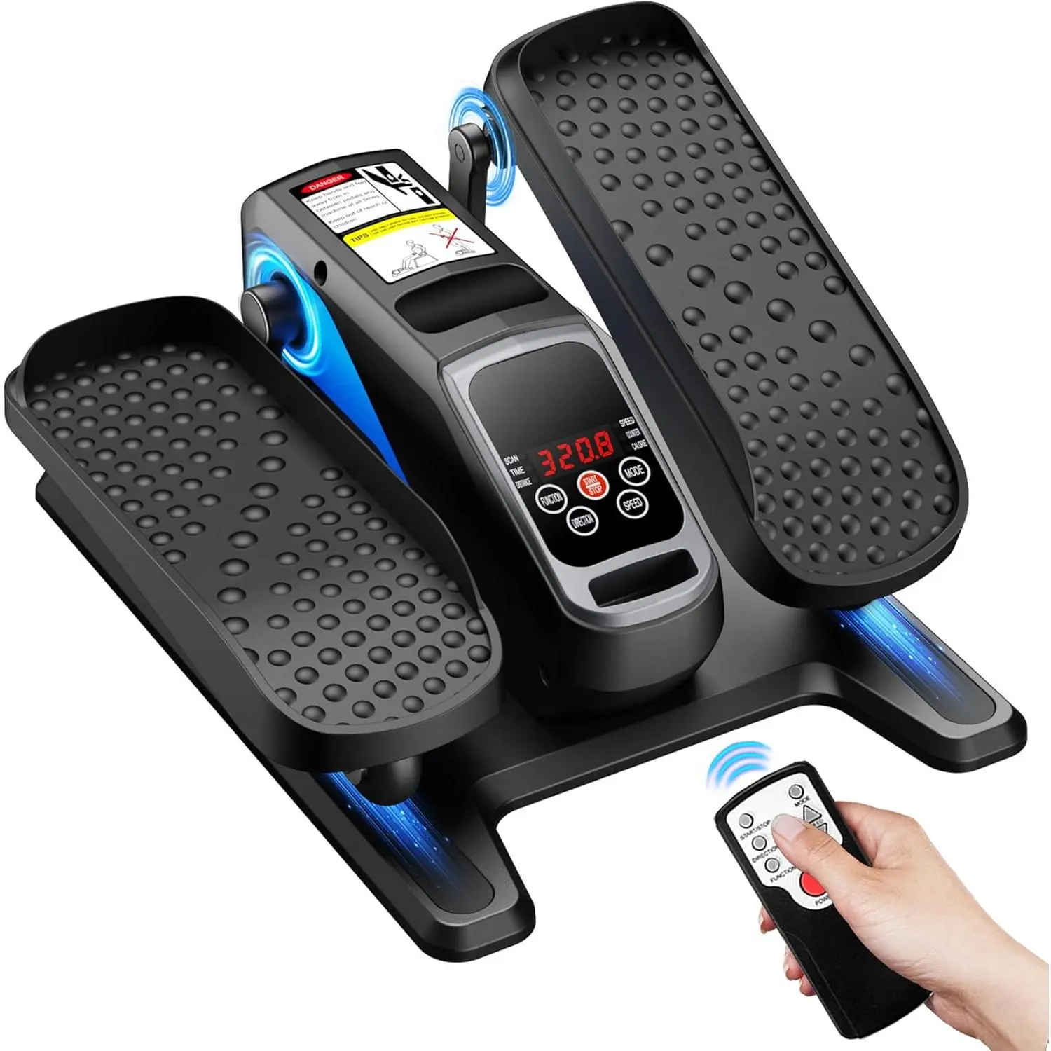 Under Desk Elliptical Machine - Electric Leg Exercise Trainer with Remote, 12 Manual & 3 Automatic Speeds, Portable Seated Pedal Workout Fitness Equipment for Seniors, Home Gym Equipment, Black
