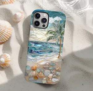 Stained Glass Ocean Waves Phone Case. Case for IP 11 12 13 14 15 16 17 Pro, Plus, Promax, S21,22,23,24,25 Ultra, Tough Case, Magsafe Case