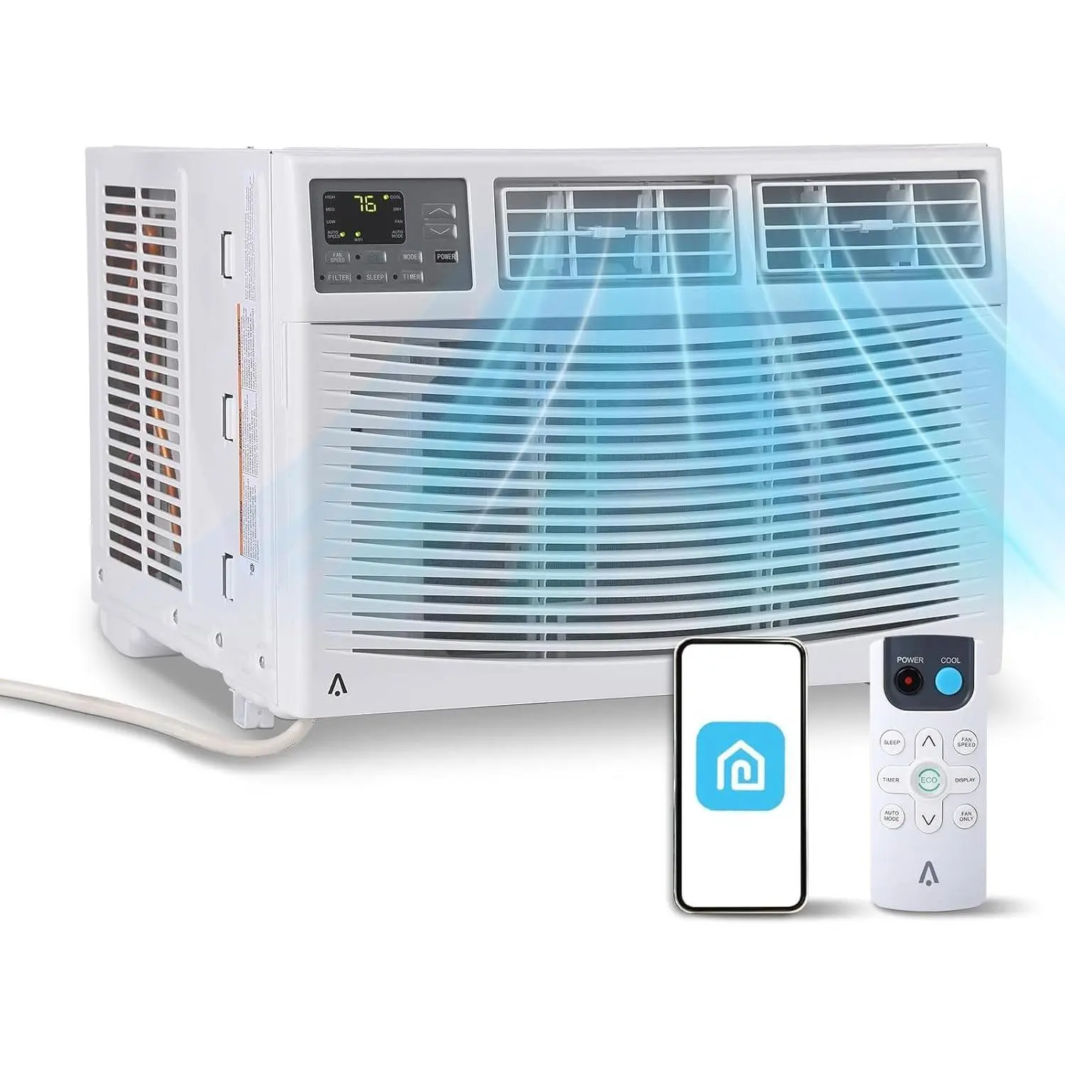 GAOMON 12000 BTU Ultra Quiet WiFi Window Air Conditioner - 3-in-1 Cooling, Fan & Dehumidifier, Remote Control, Energy Efficient, Easy Install, Maintains View, Cools 550 Sq.Ft for Living Rooms, Bedrooms, White with LED Panel, Easy Installation & Low Mainte