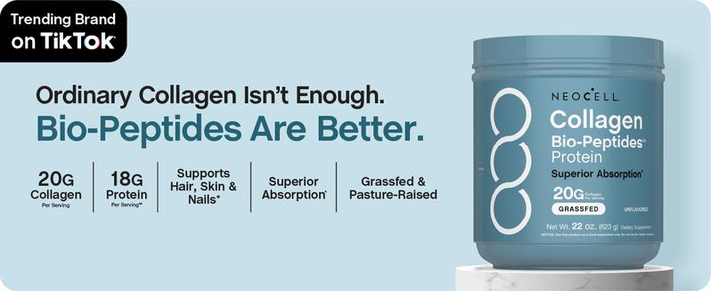 Collagen Bio-Peptides Powder 20oz - Grassfed Protein Supplement - Advanced with 18 Essential Amino Acids