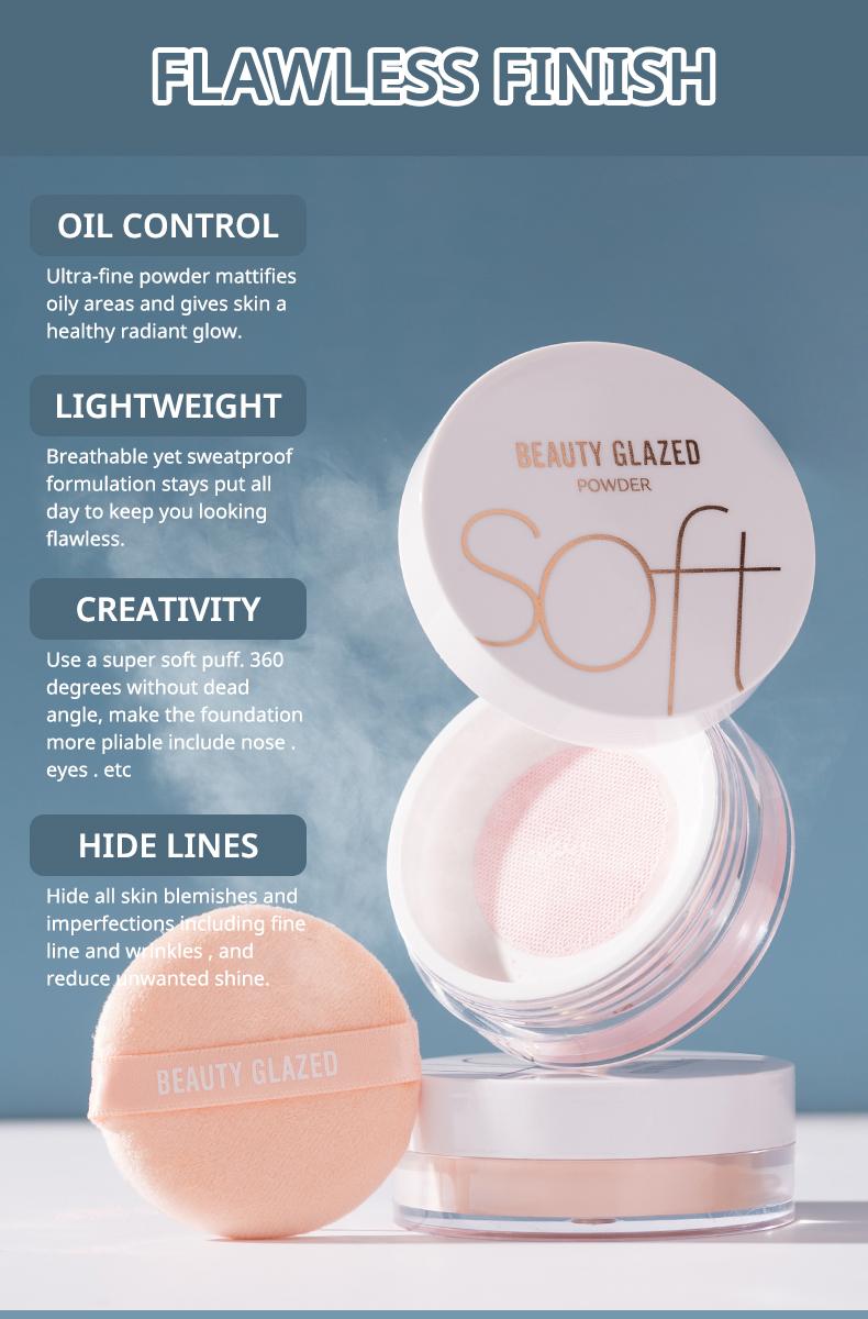 BEAUTY GLAZED Matte Oil-Controlling Powder - Waterproof, Traceless, Super Long-Lasting Flawless Lightweight Setting Makeup Cosmetic
